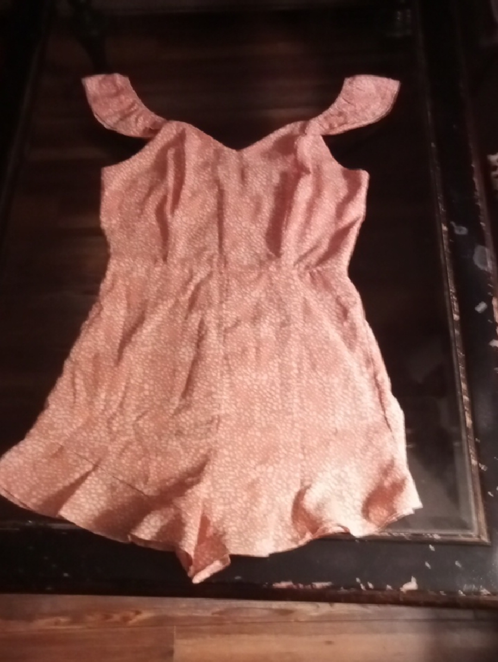 Peach Polka Dot Sleeveless Romper By She + Sky Sz S
